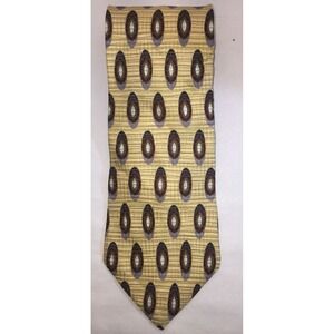 NOS Bill Blass Black Label Yellow with Ovals Silk‎ Neck Tie Short 56" Long